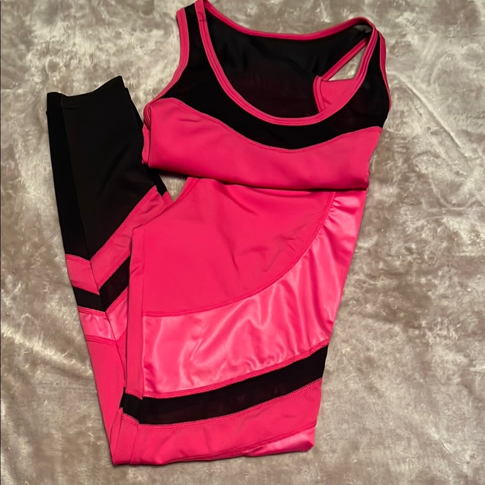 Pink and Black Sheer Activewear Set